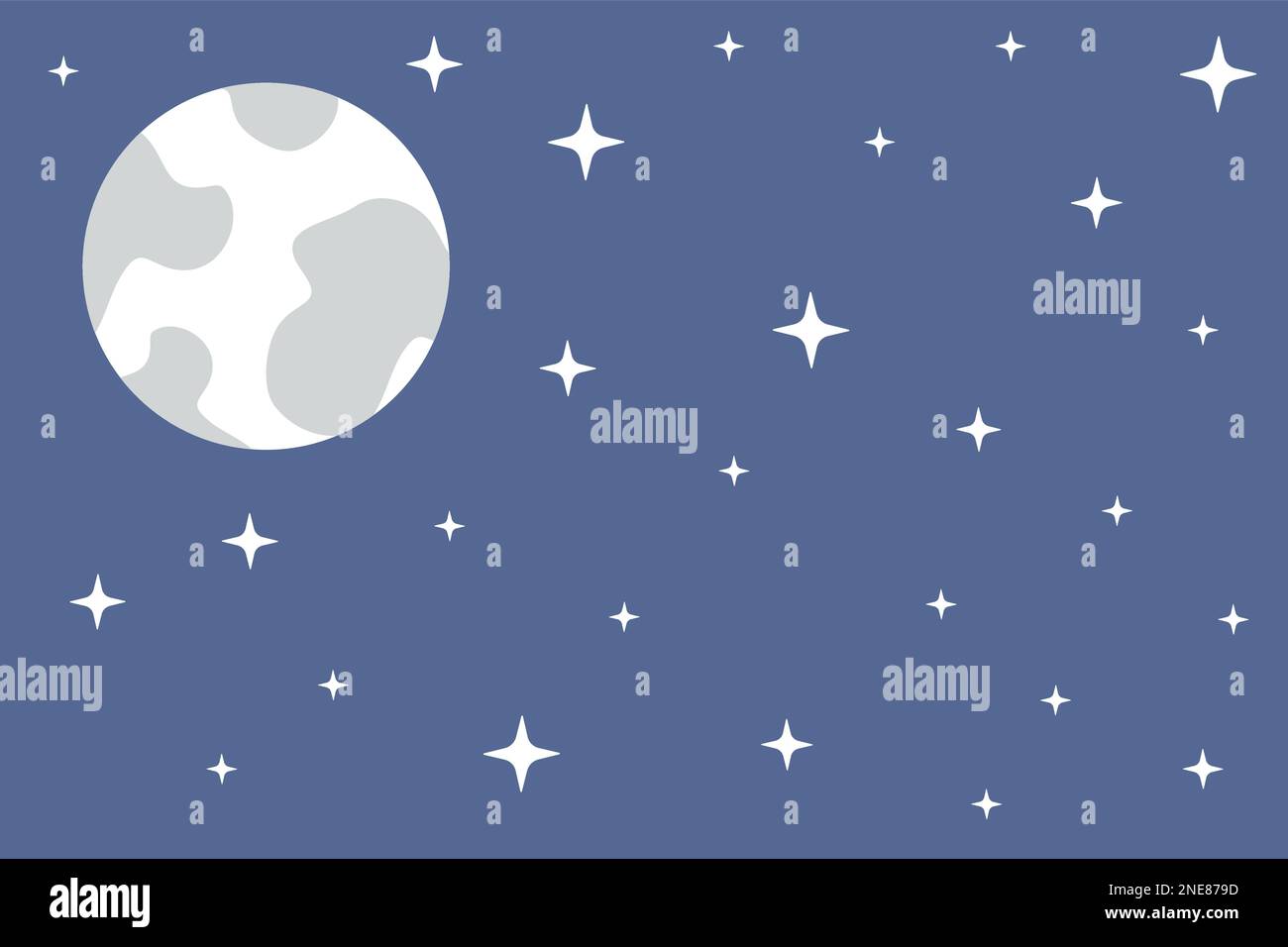 Vector flat hand drawn moon isolated on sky background Stock Vector ...