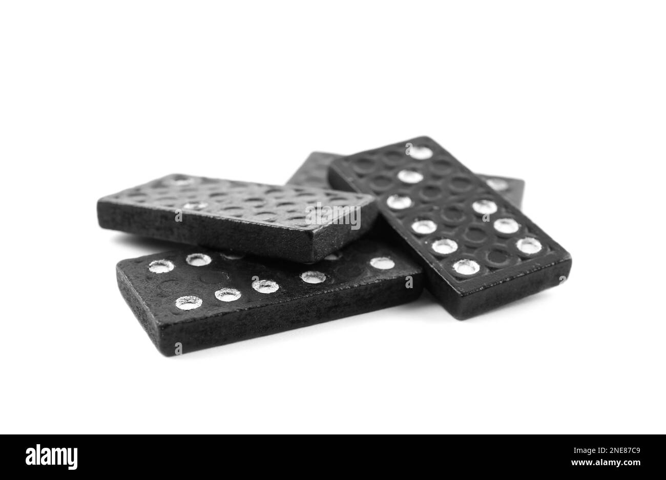 Black Dominoes game block on a colored background Stock Photo - Alamy