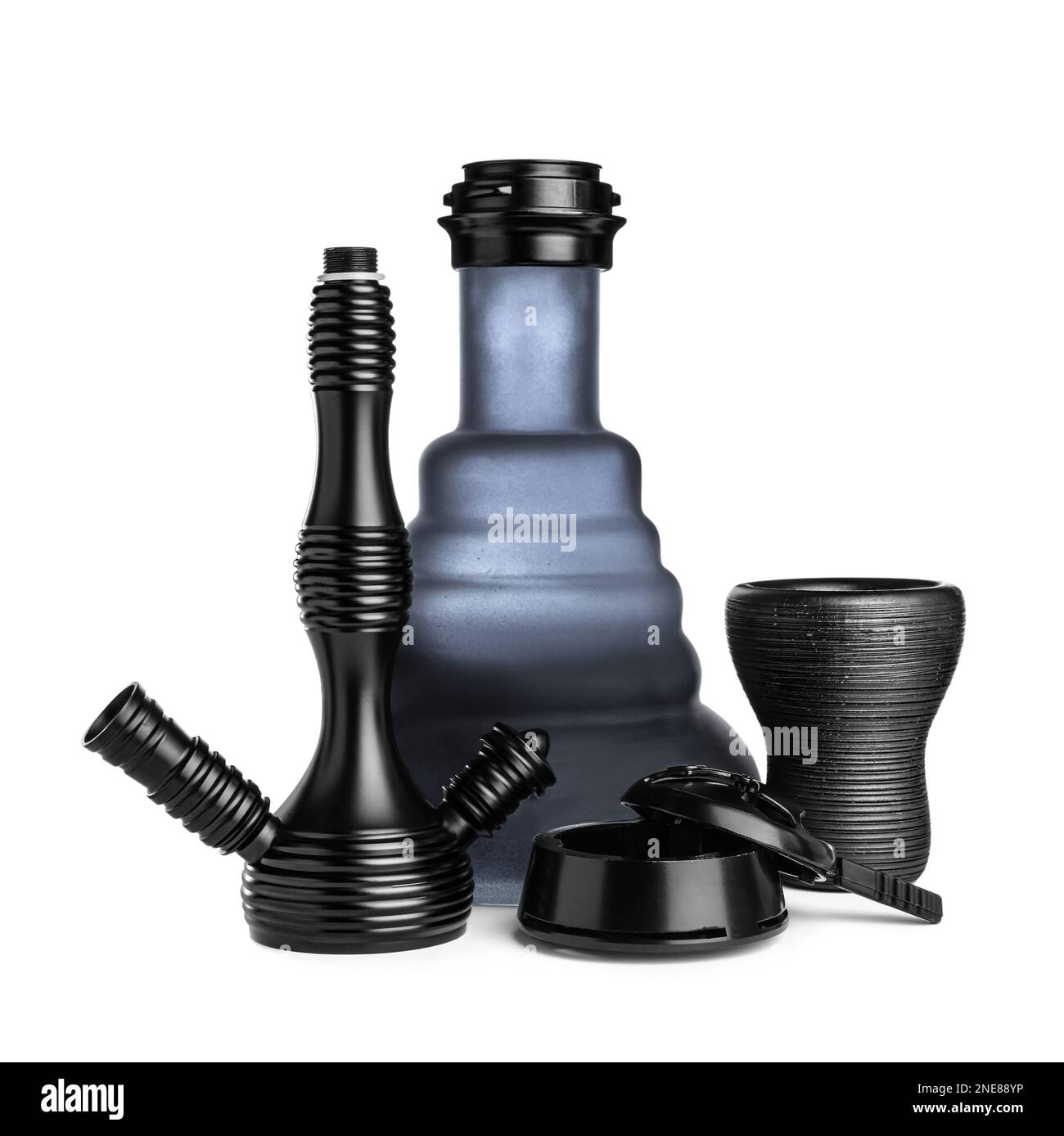 Parts of modern hookah on white background Stock Photo Alamy
