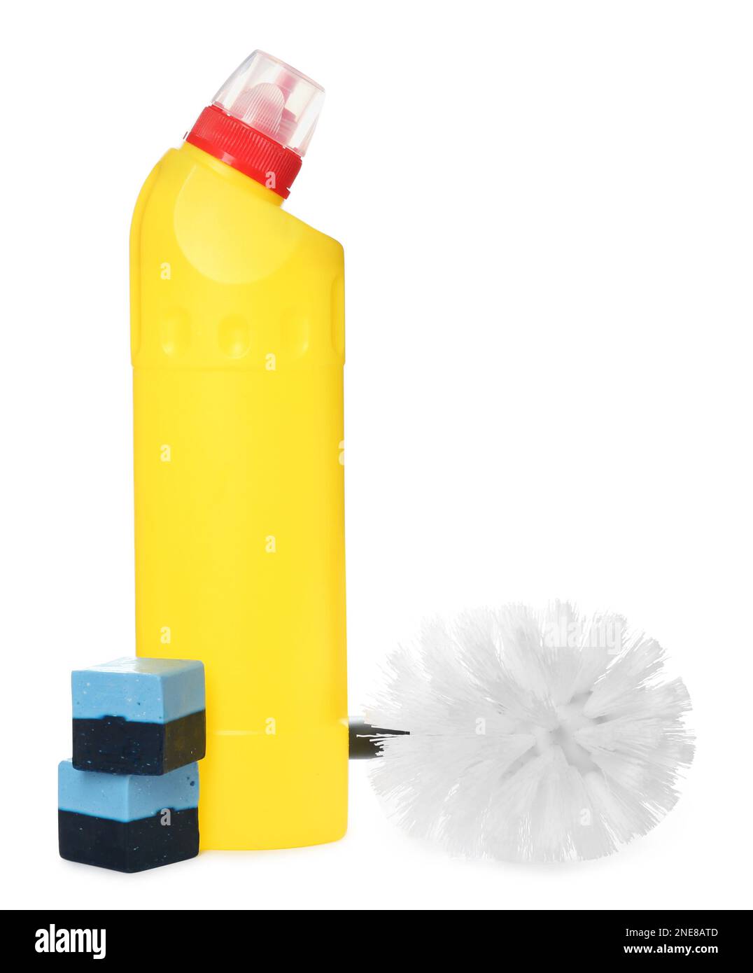 Different toilet cleaning tools on white background Stock Photo Alamy