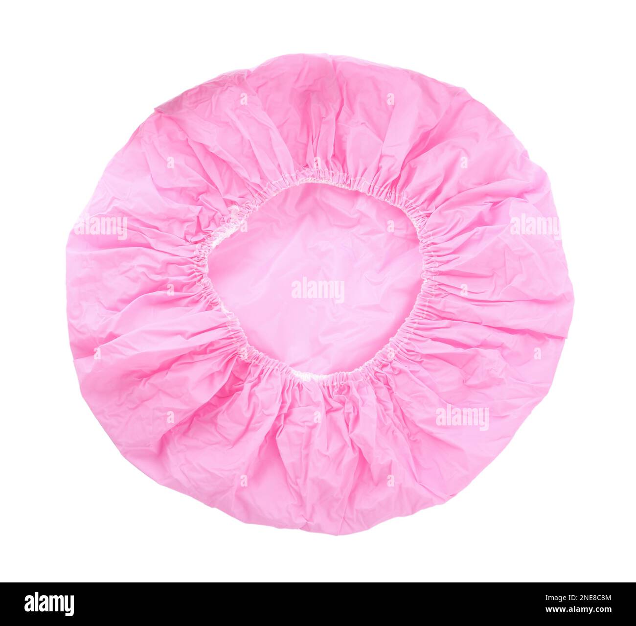Pink shower cap isolated on white, top view Stock Photo Alamy
