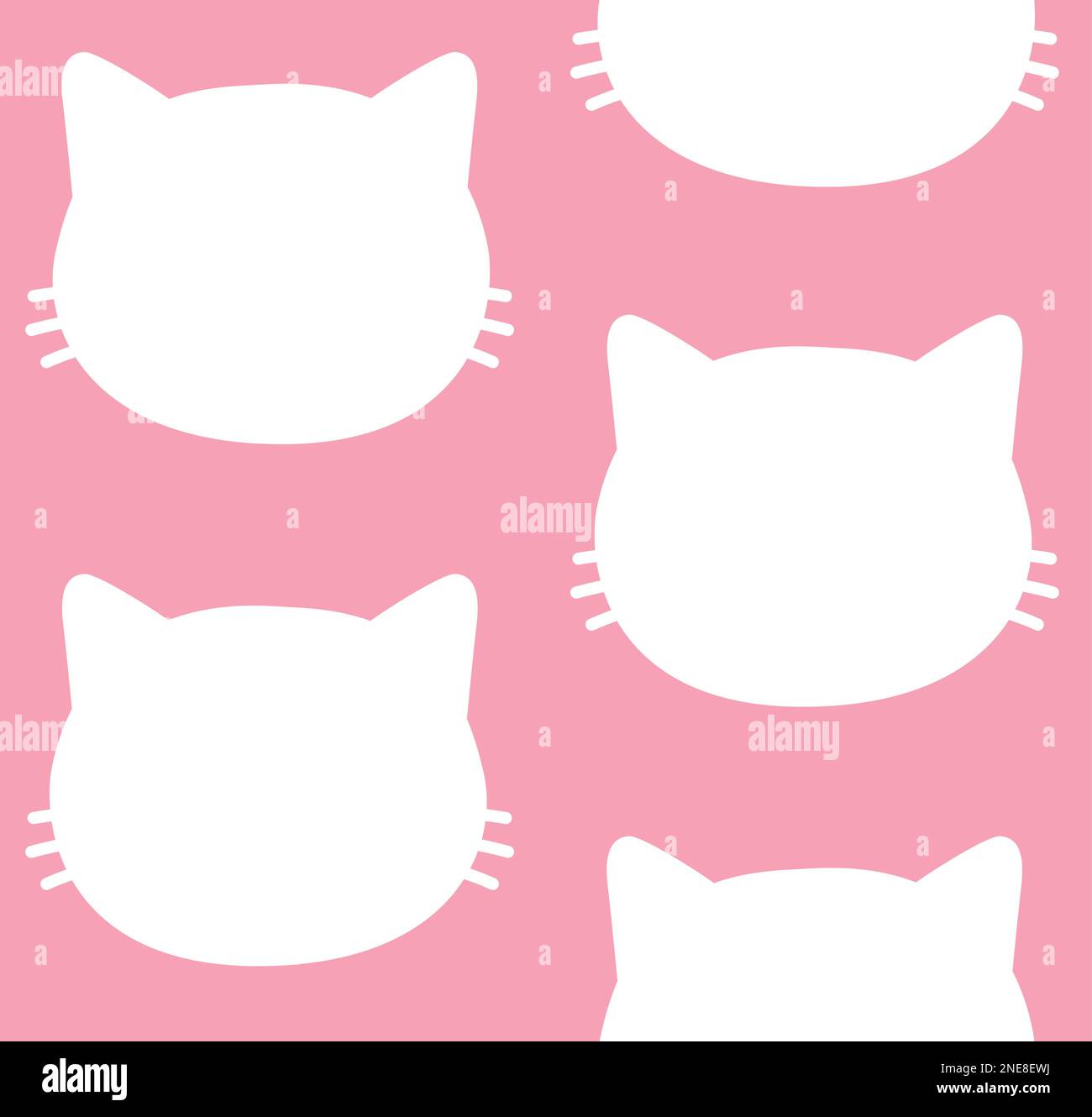 Vector seamless pattern of flat hand drawn cat face head silhouette ...