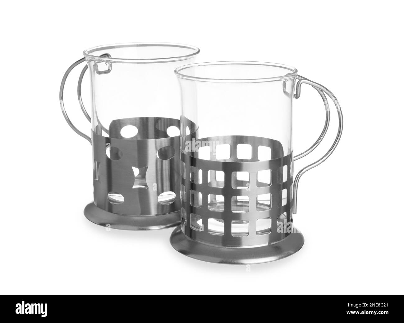 Traditional tea glass holders on white background Stock Photo Alamy