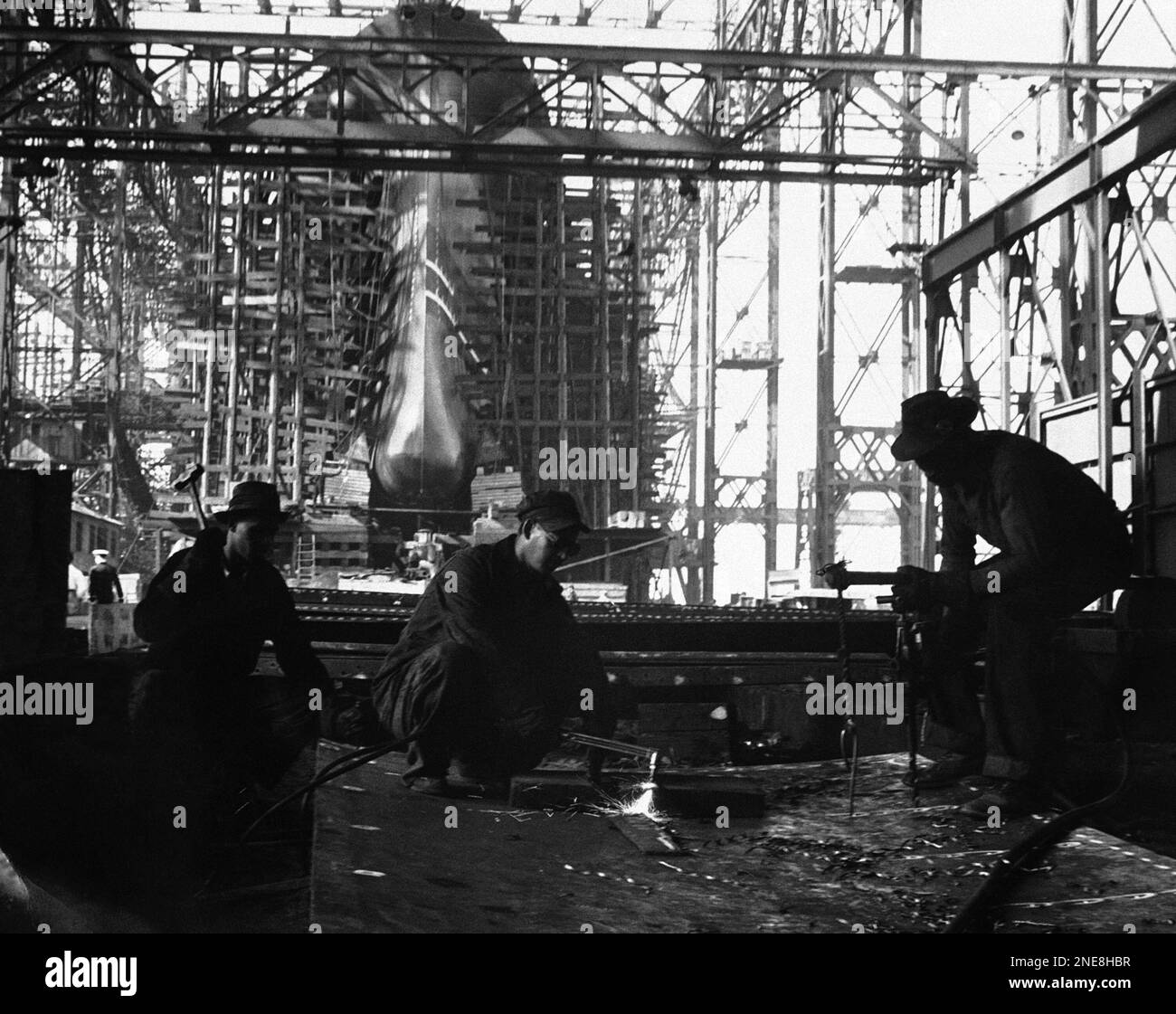 Welders and riveters are already busy preparing steel plate for a new