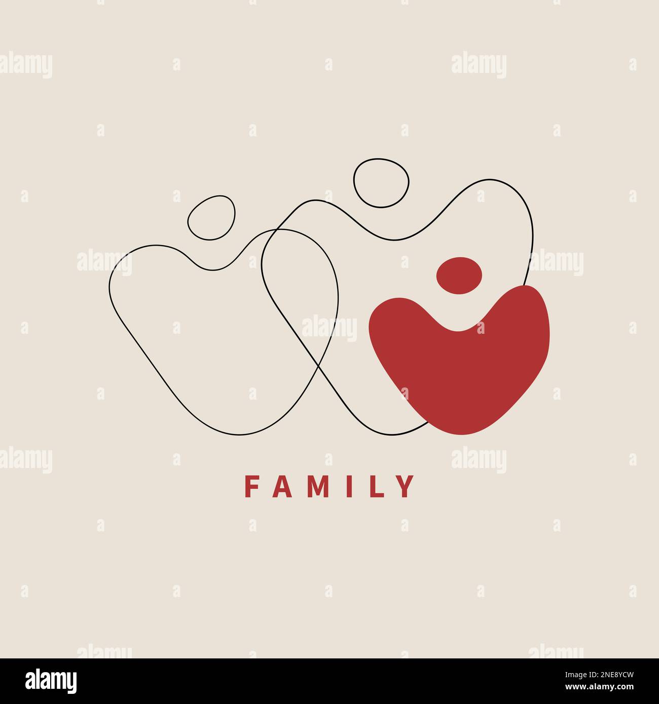 Family logo in shape of heart. Father, mother and baby. Family icon ...