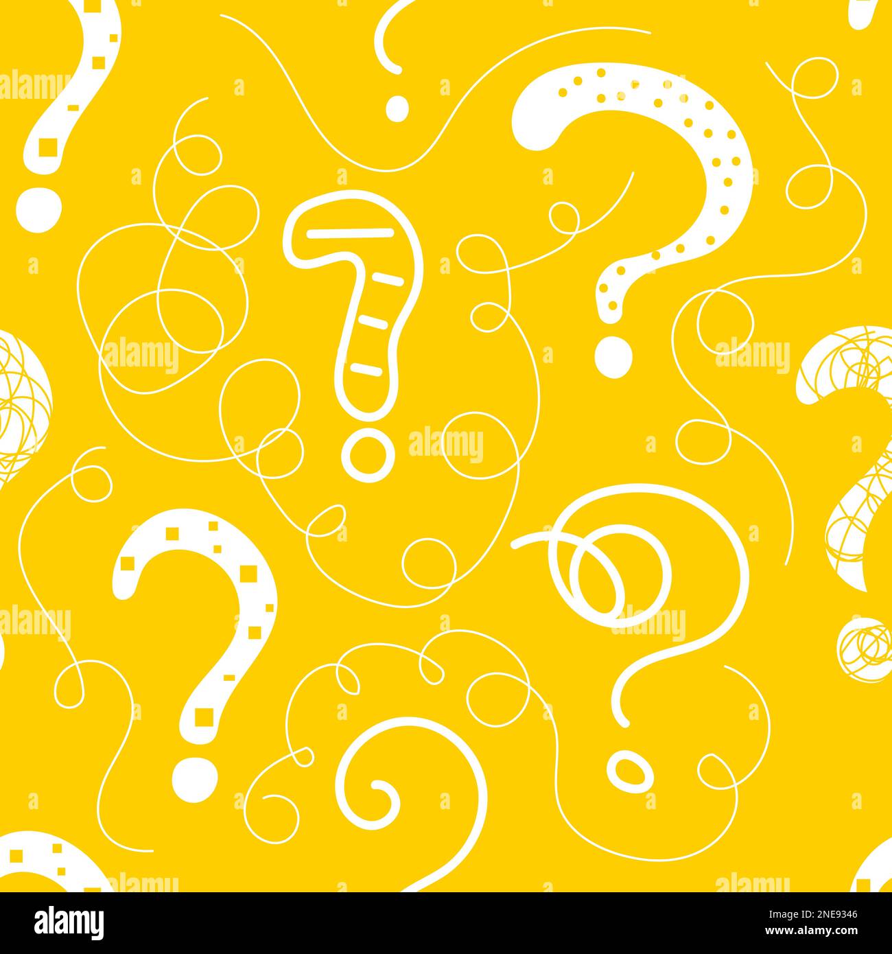 Question mark seamless pattern, hand drawn background. Question mark sketch, vector print, problem solving Stock Vector