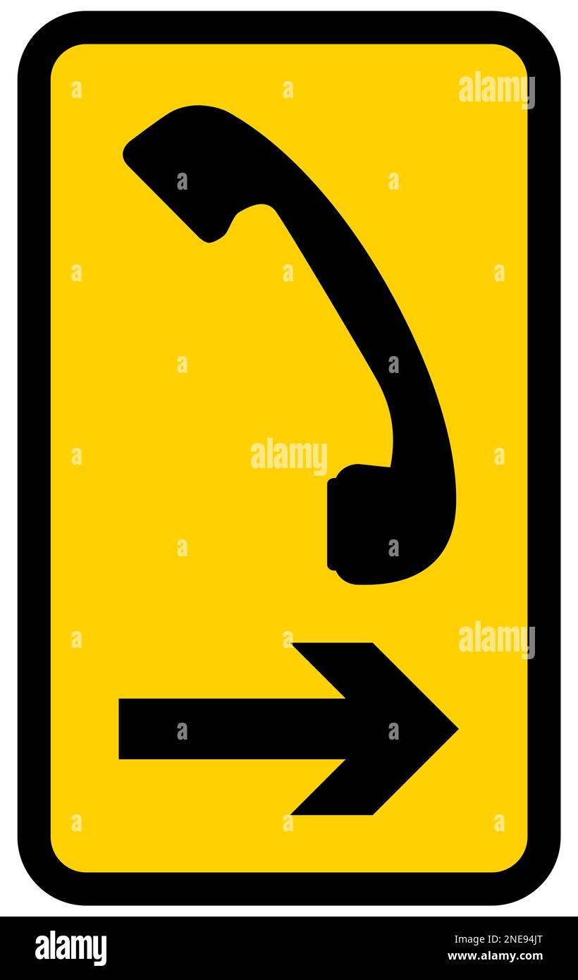 Direction to telephone at level crossing British road sign Stock Photo