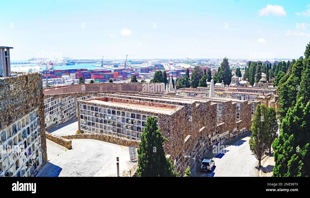 Panoramic of the Montjuic cemetery in Barcelona, Catalunya, Spain