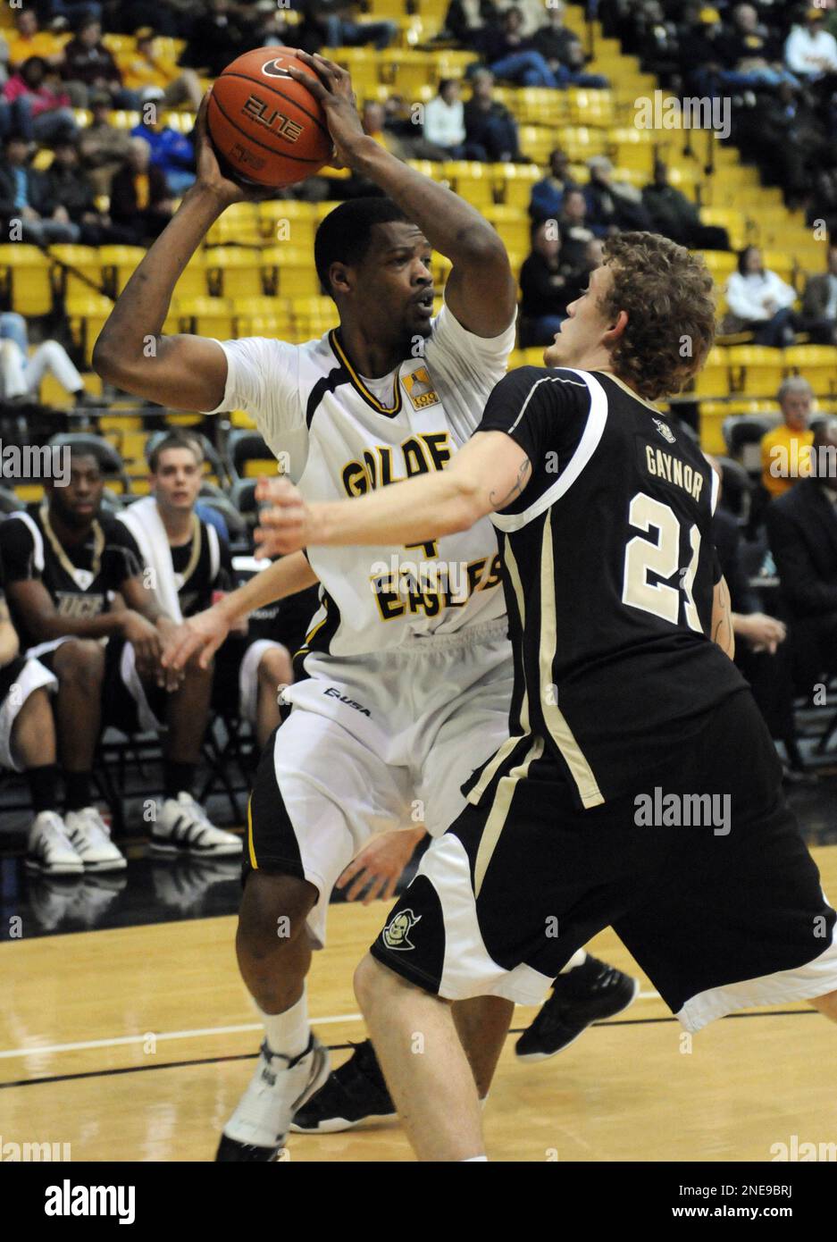 Southern Mississippi forward Gary Flowers, left, is guarded by Central Florida forward P.J