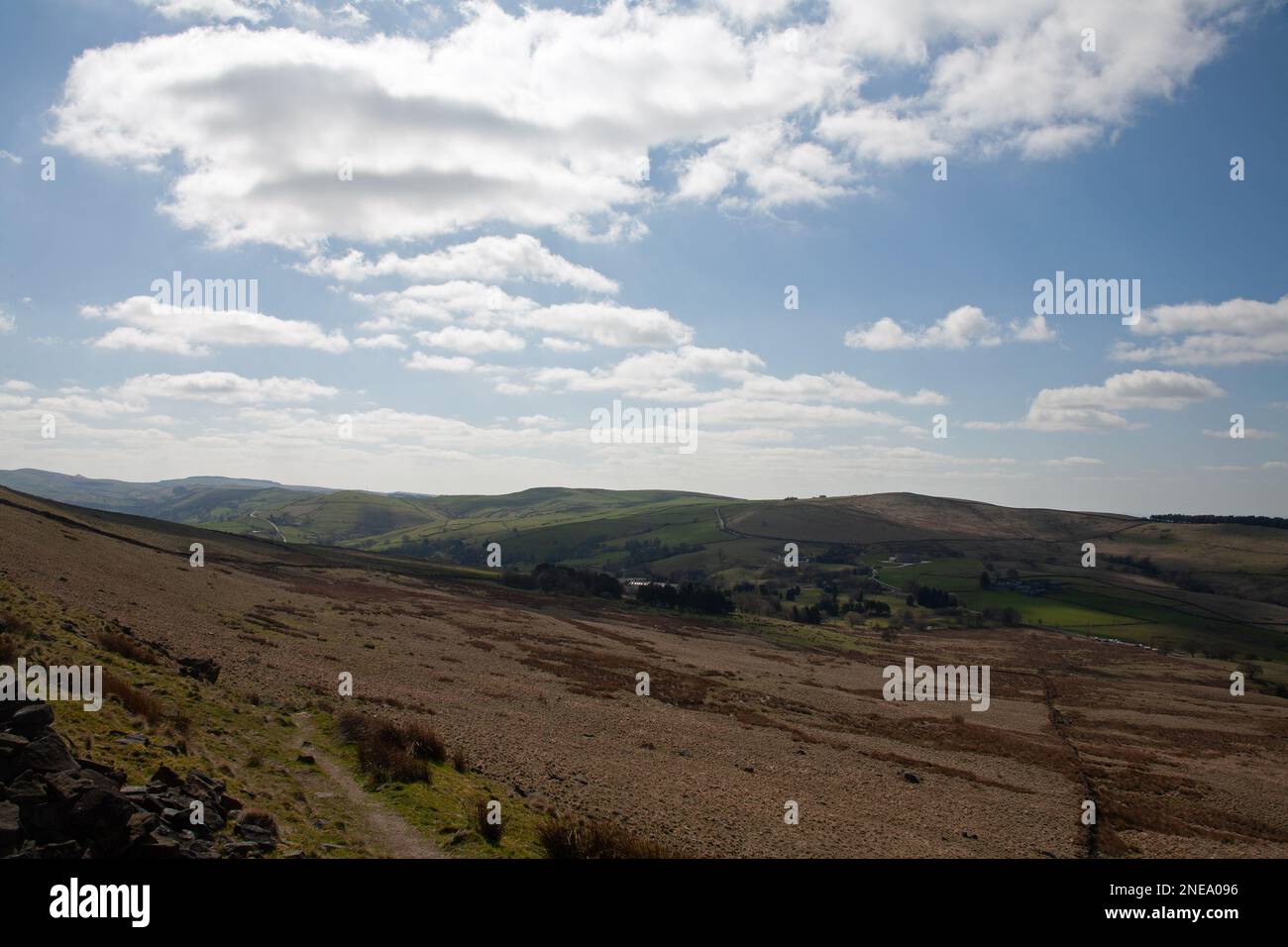 Bowstonegate and Lyme Park viewed from Black Hill near Disley ...