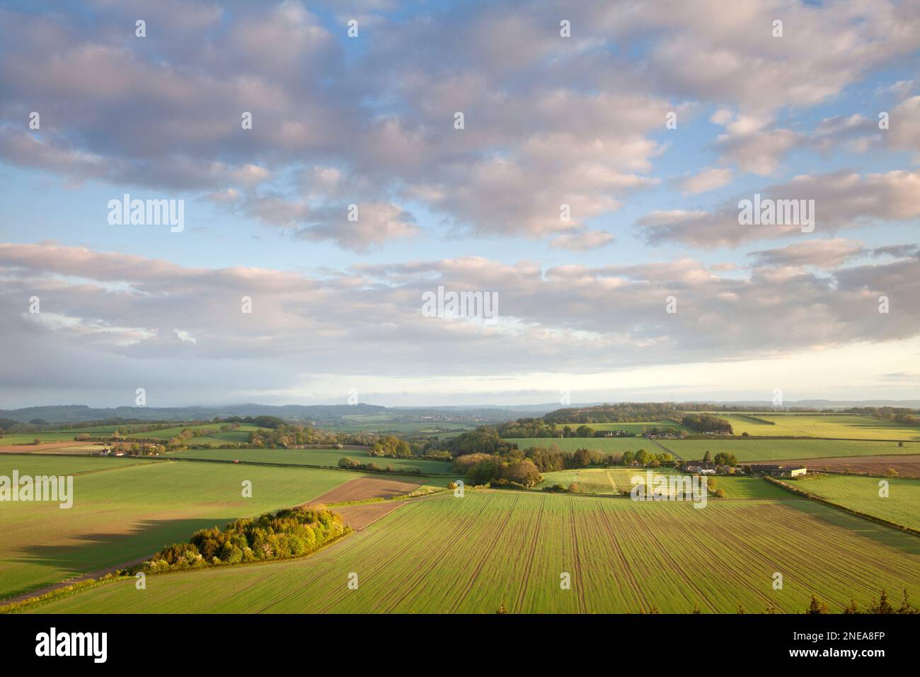 A view of the Nadder Valley near Swallowcliffe in Wiltshire. Stock Photo