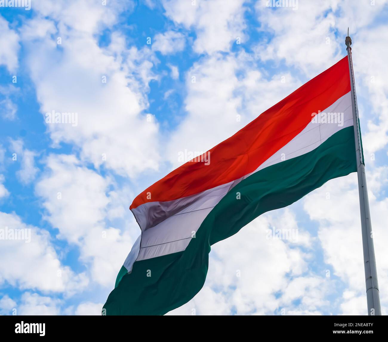India flag flying high at Connaught Place with pride in blue sky, India ...