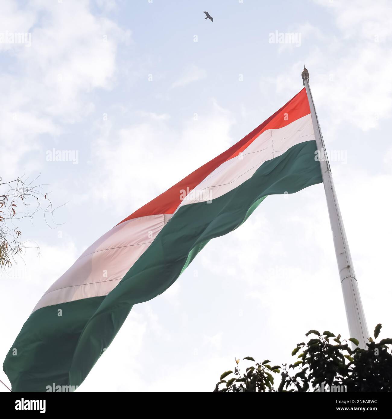 India flag flying high at Connaught Place with pride in blue sky, India ...