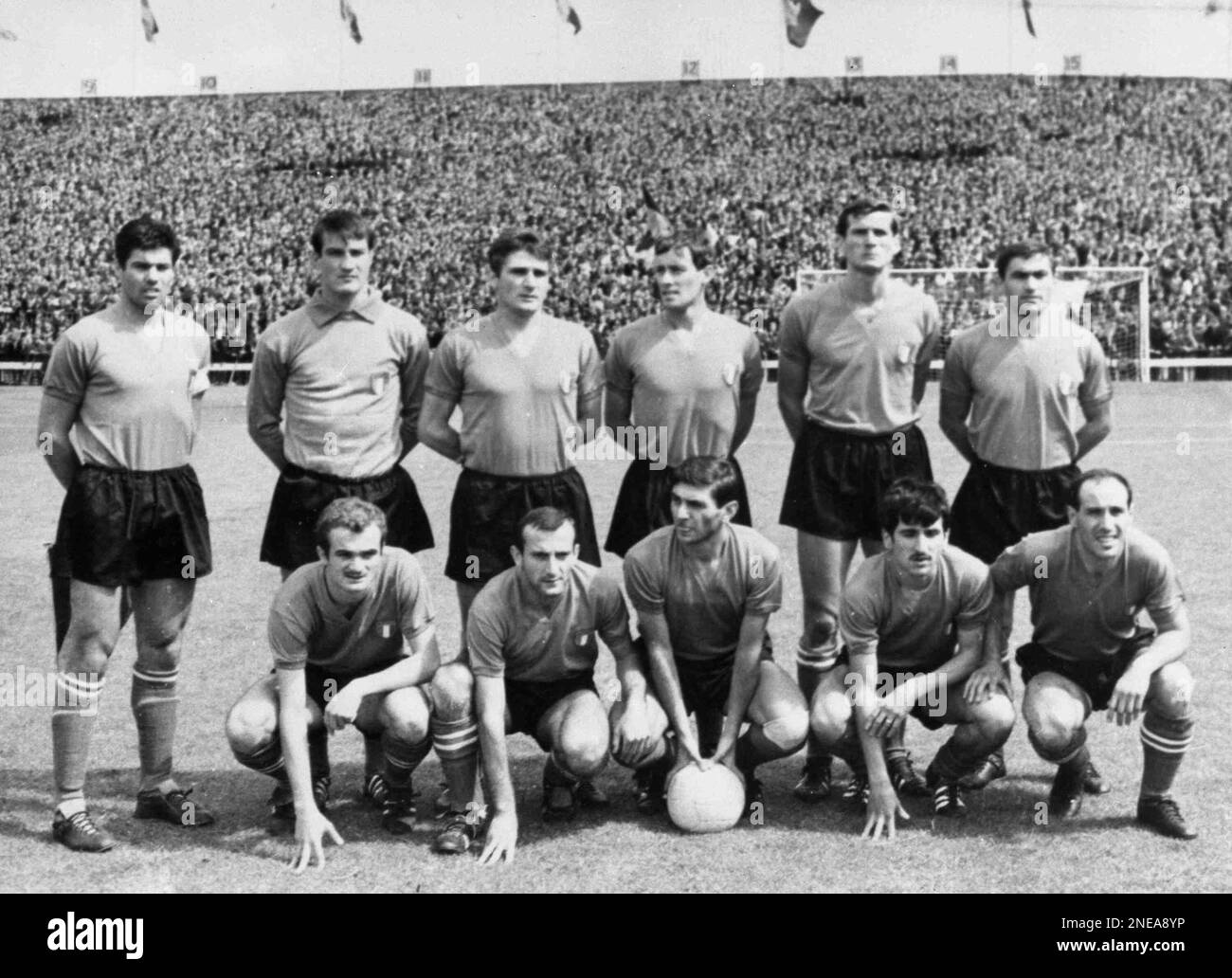 The Italian football team pose for photographers before the start of