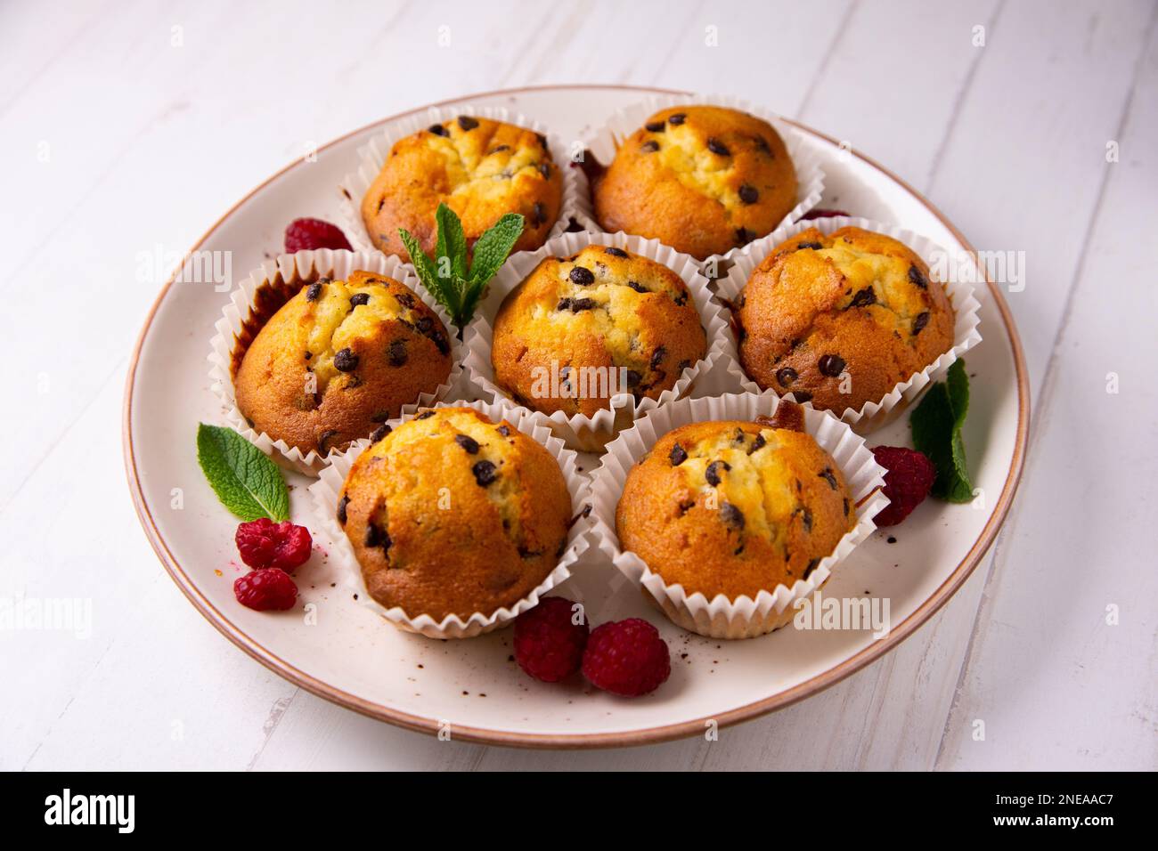 Chocolate chips muffin made in a German patisserie Stock Photo - Alamy