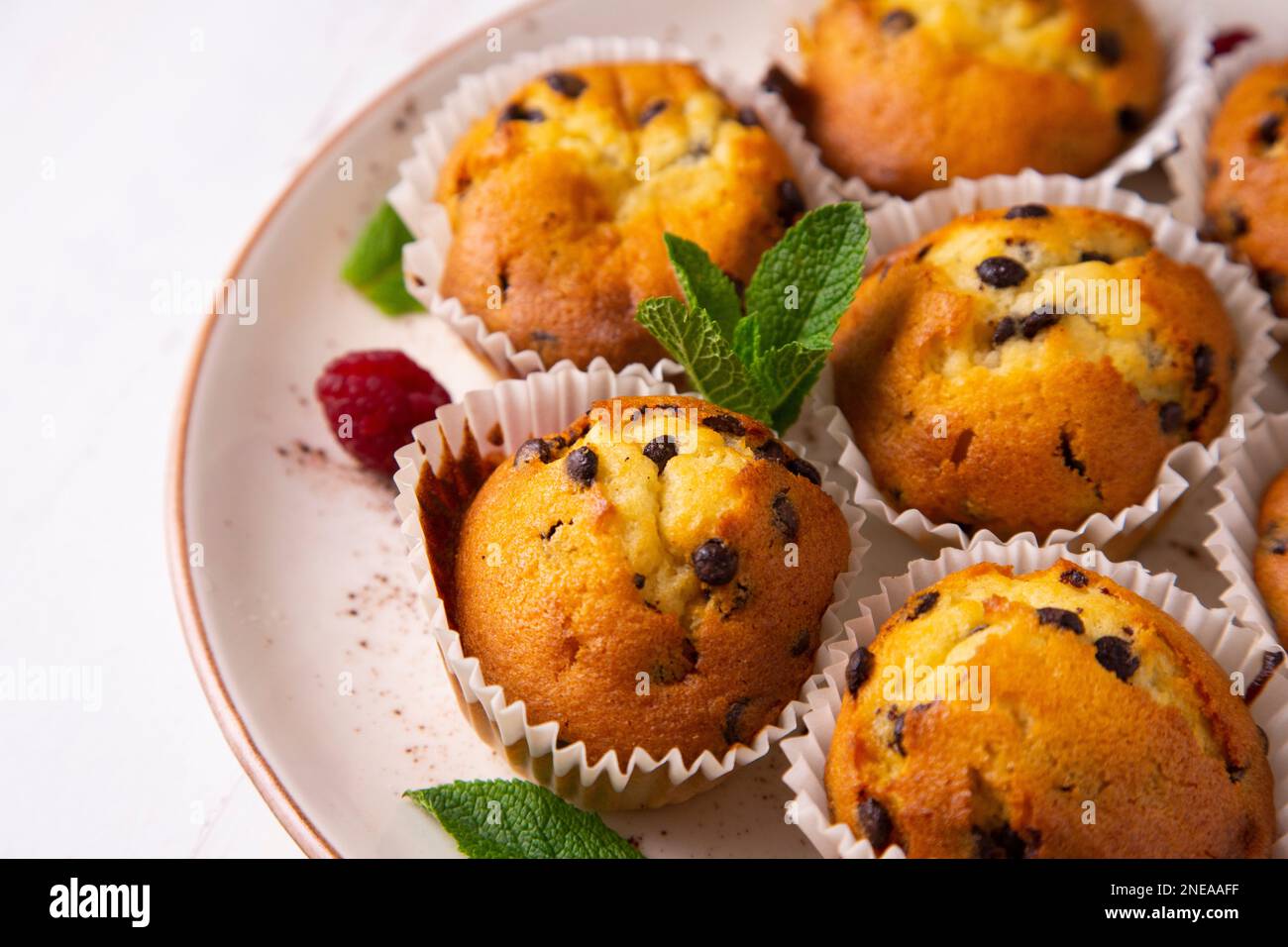 Chocolate chips muffin made in a German patisserie Stock Photo Alamy