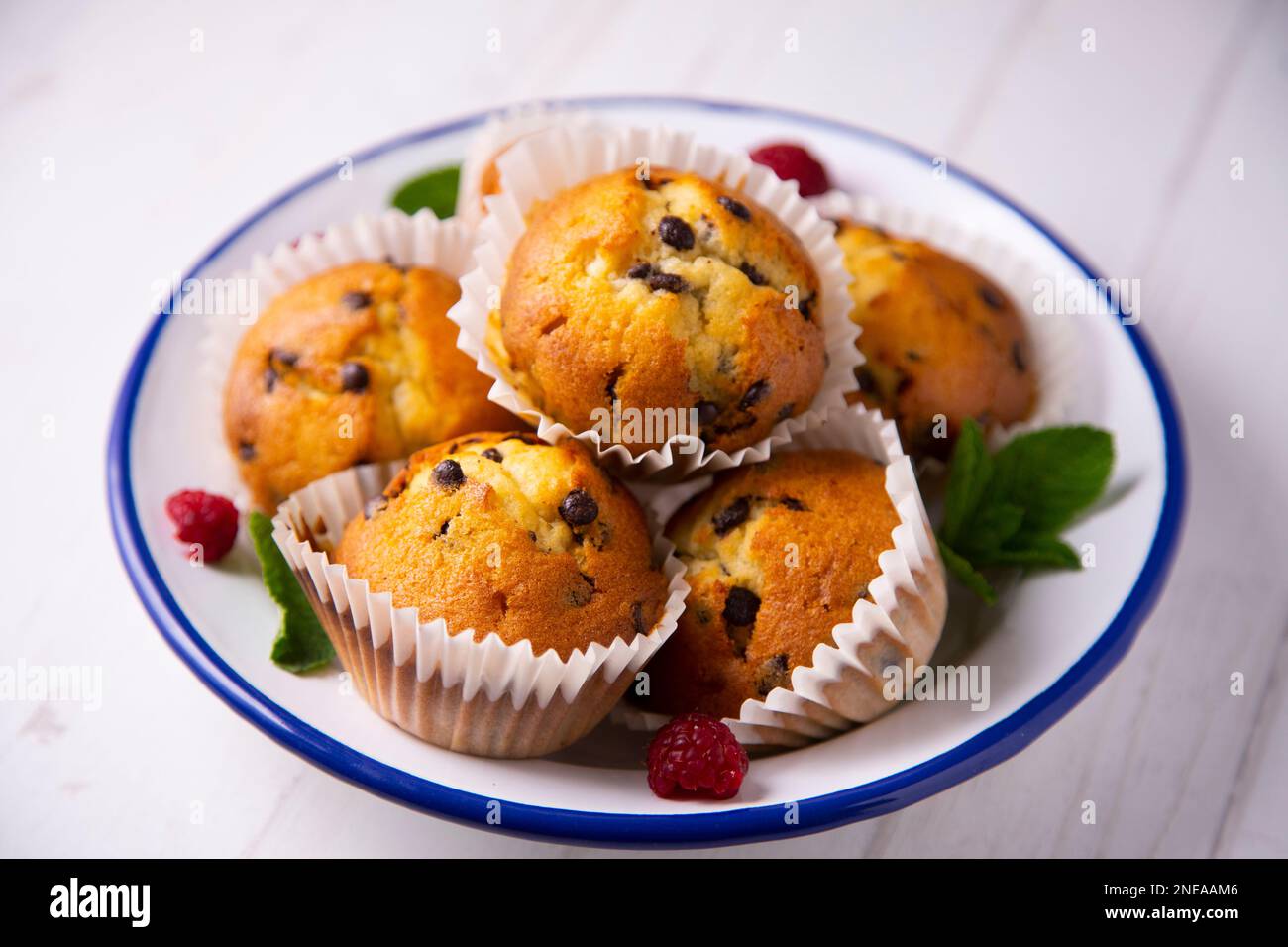 Chocolate chips muffin made in a German patisserie Stock Photo Alamy