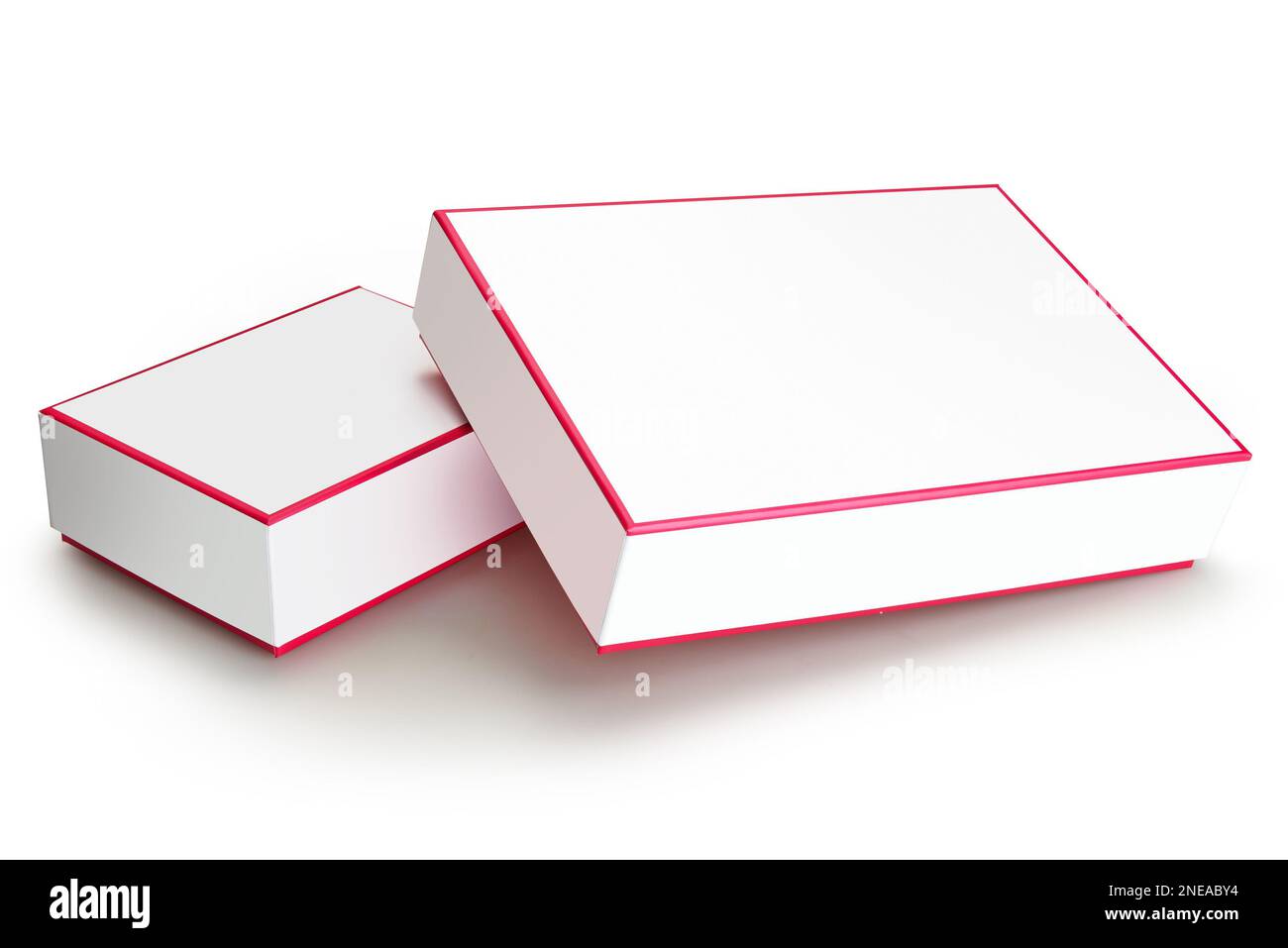 Two blank chocolate or macarons boxes isolated on white with clipping path Stock Photo