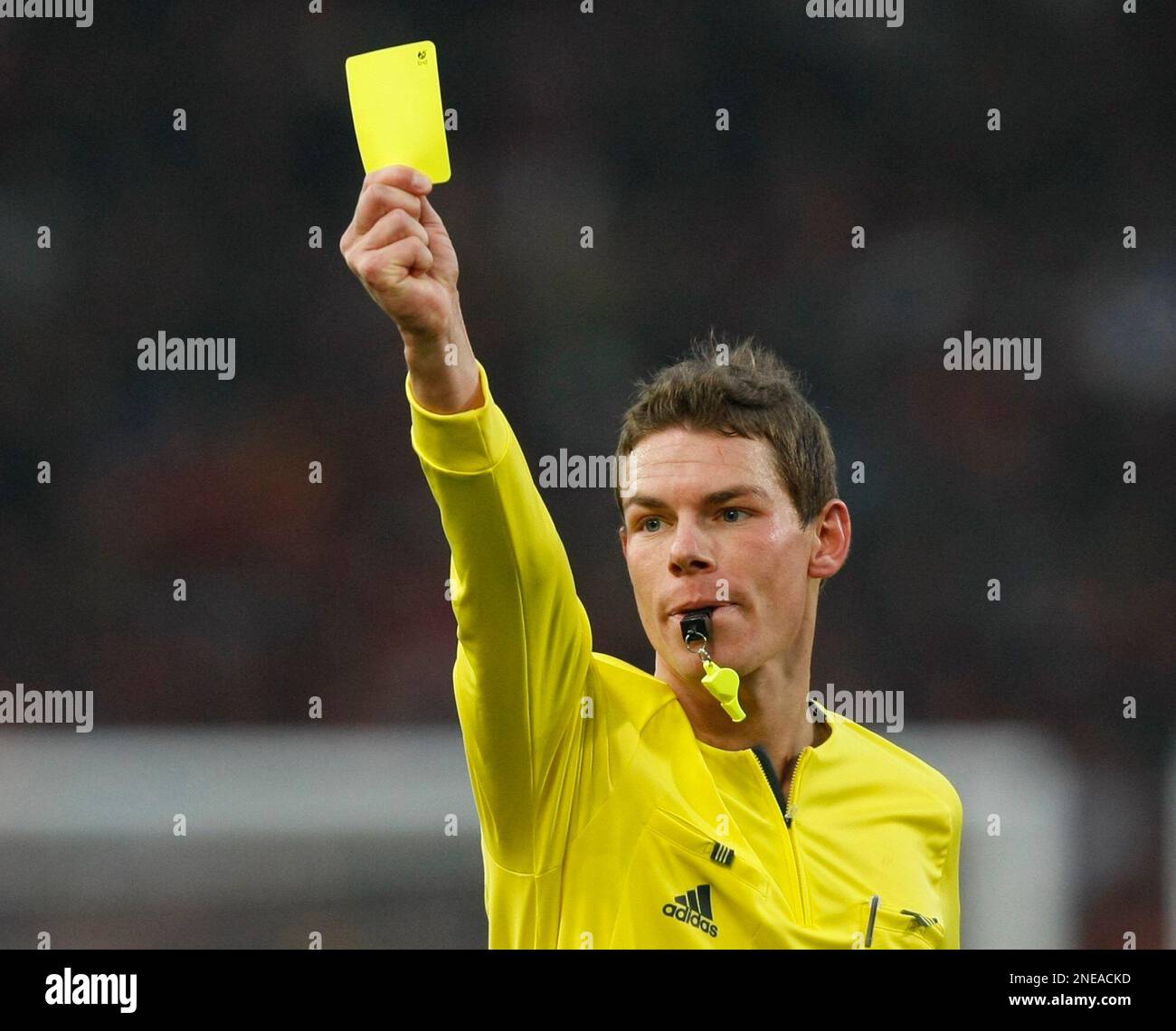 ARCHIV Referee Michael Kempter zeigt am 21. Februar 2009 waehrend