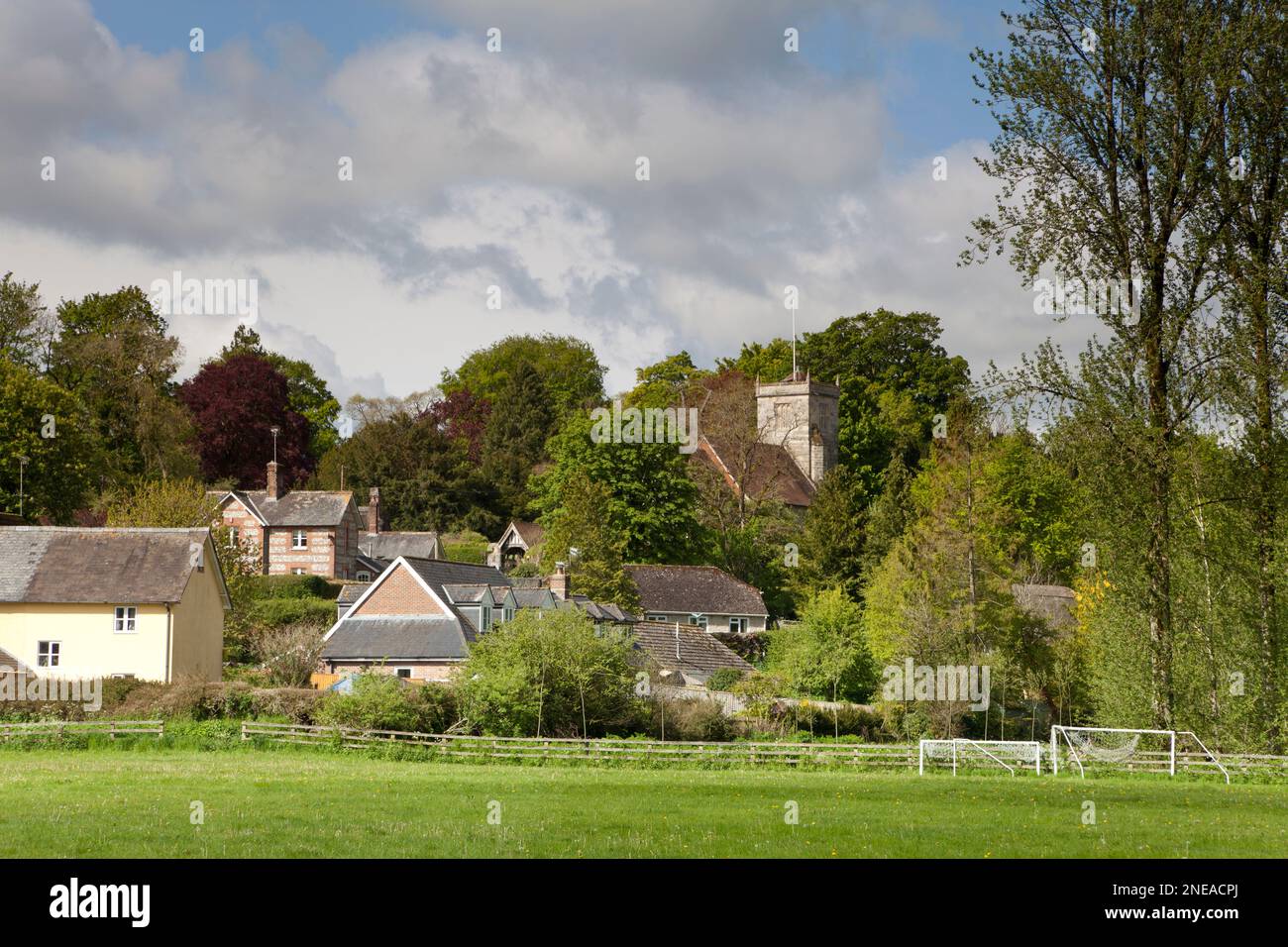 The village of Ebbesbourne Wake in the Chalke Valley, Wiltshire. Stock Photo
