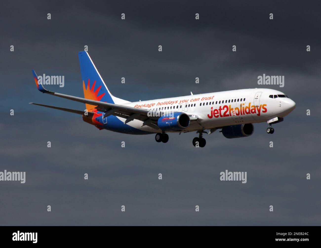 A Boeing 737800 of Jet2 holidays arriving at Tenerife South Airport
