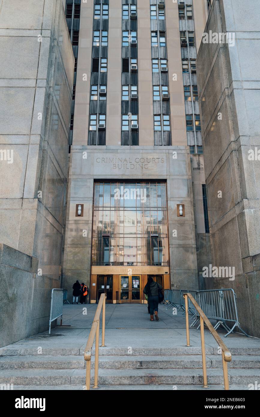 New York USA November 21 2022: Entrance of the Criminal Courts New York USA November 21 2022: Entrance of the Criminal Courts
