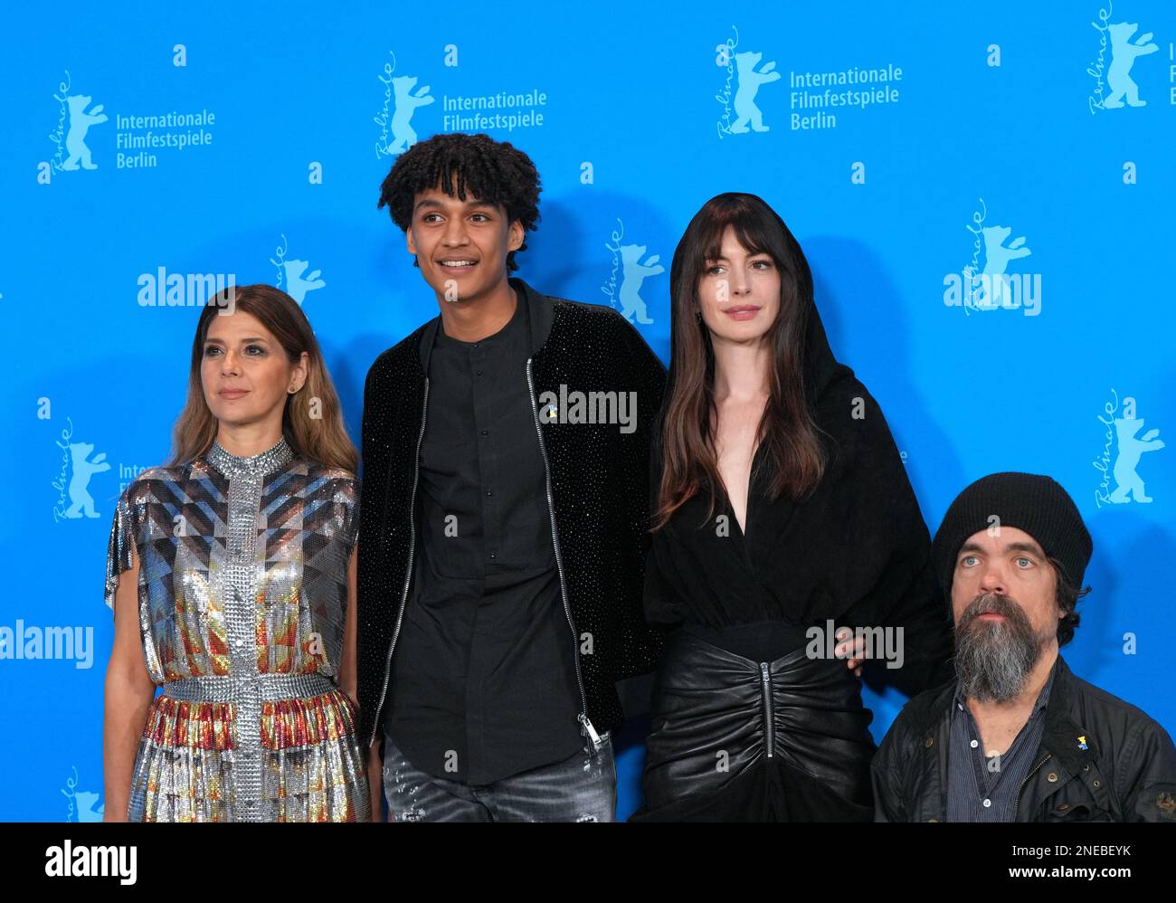 Berlin, Germany. 16th Feb, 2023. U.S. actors Marisa Tomei (l-r), Evan