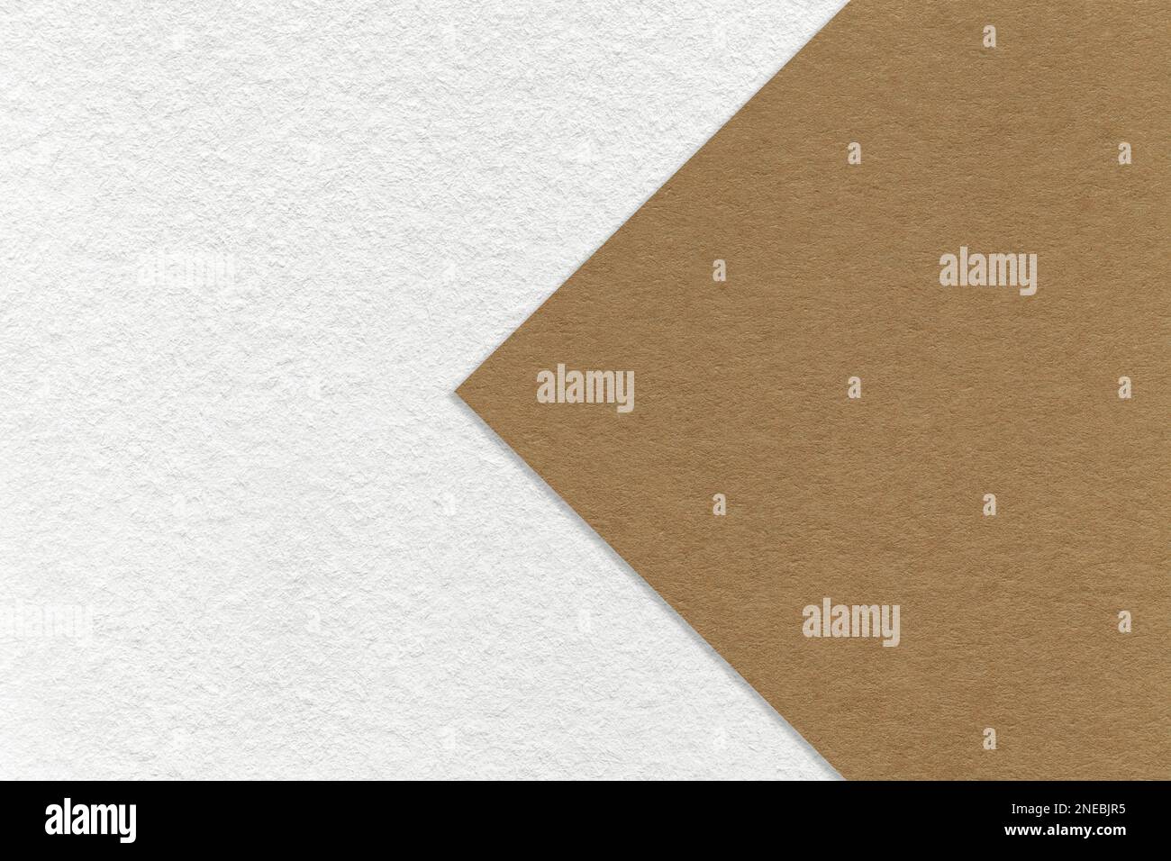 Texture of white paper background, half two colors with brown arrow ...