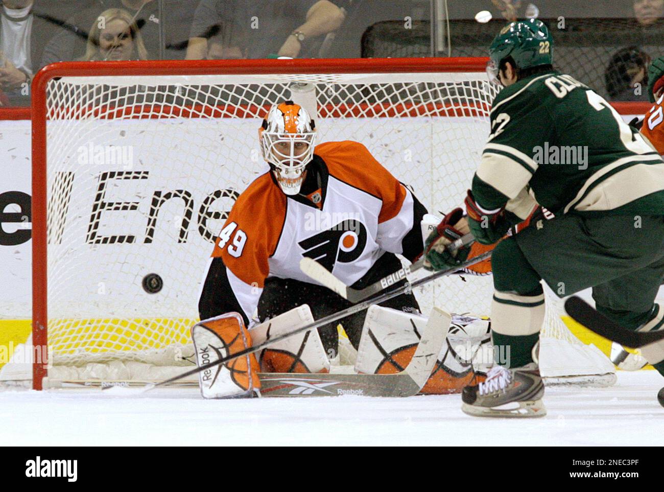 Philadelphia Flyers goalie Michael Leighton during the second period of  game four of the 2010 Stanley Cup Final in Philadelphia on June 4, 2010.  The Flyers defeated the Blackhawks 5-3. UPI/Kevin Dietsch