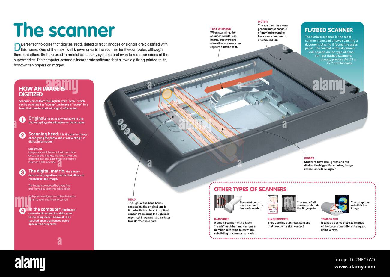 Infographic about the components and functioning of the table scanner ...