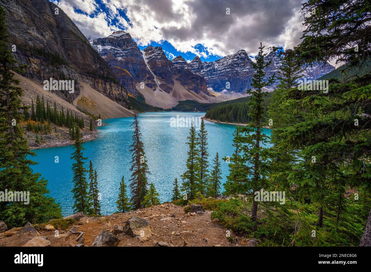 Moraine lake in Banff National Park, Alberta, Canada Stock Photo