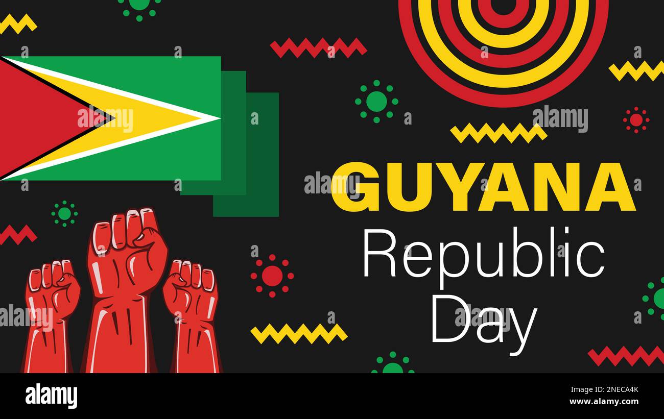 Happy Guyana republic day banner vector design celebrated on the 23rd