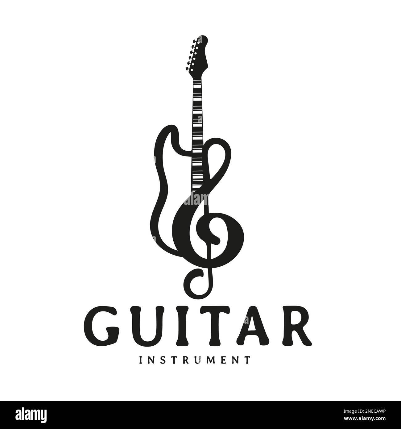Instrumental guitar modern logo design inspiration and can be used for musical instrument shop Stock Vector