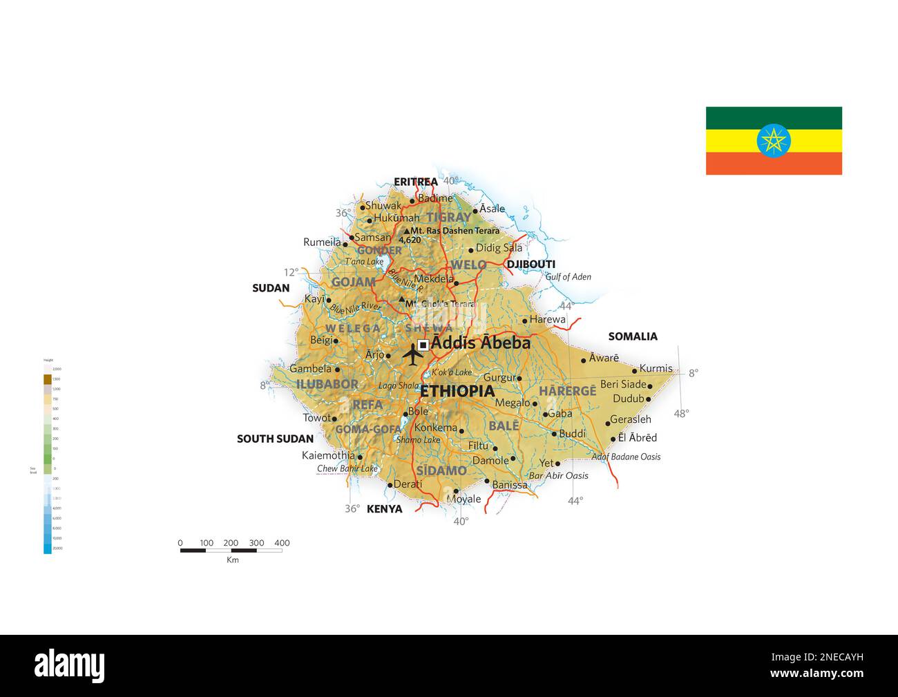 Ethiopia physical map