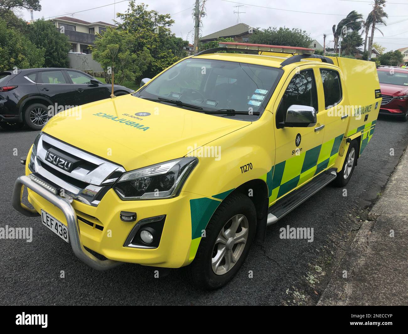 A yellow and green St. John Ambulance vehicle Stock Photo Alamy