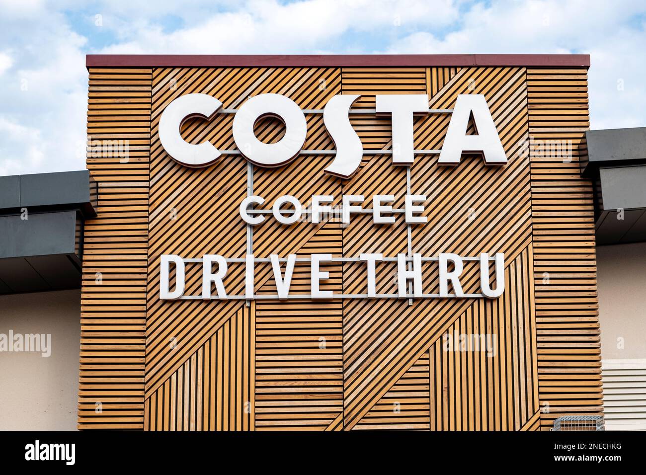 Costa coffee drive thru sign UK Stock Photo