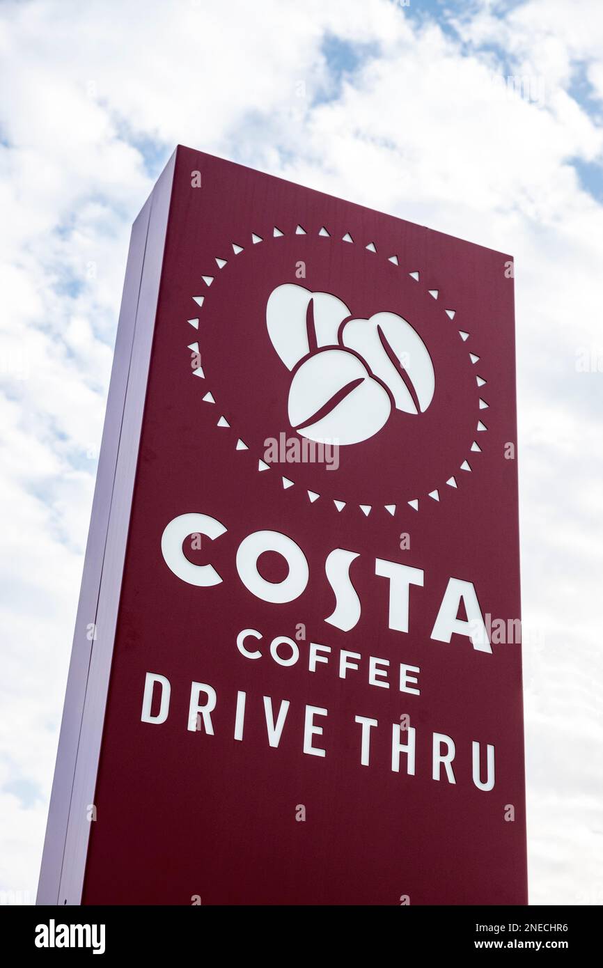 Costa coffee drive thru sign UK Stock Photo