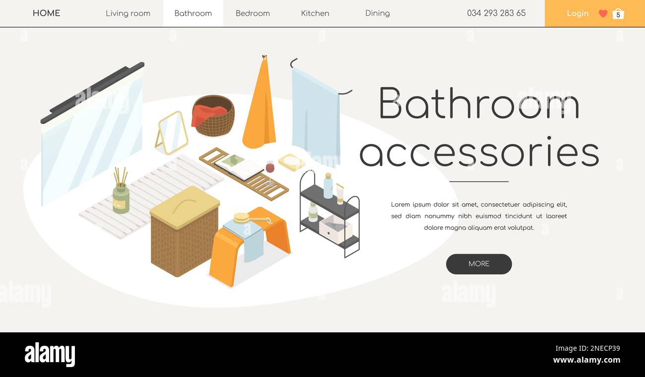 Bathroom aesthetics - line design style isometric web banner Stock Vector