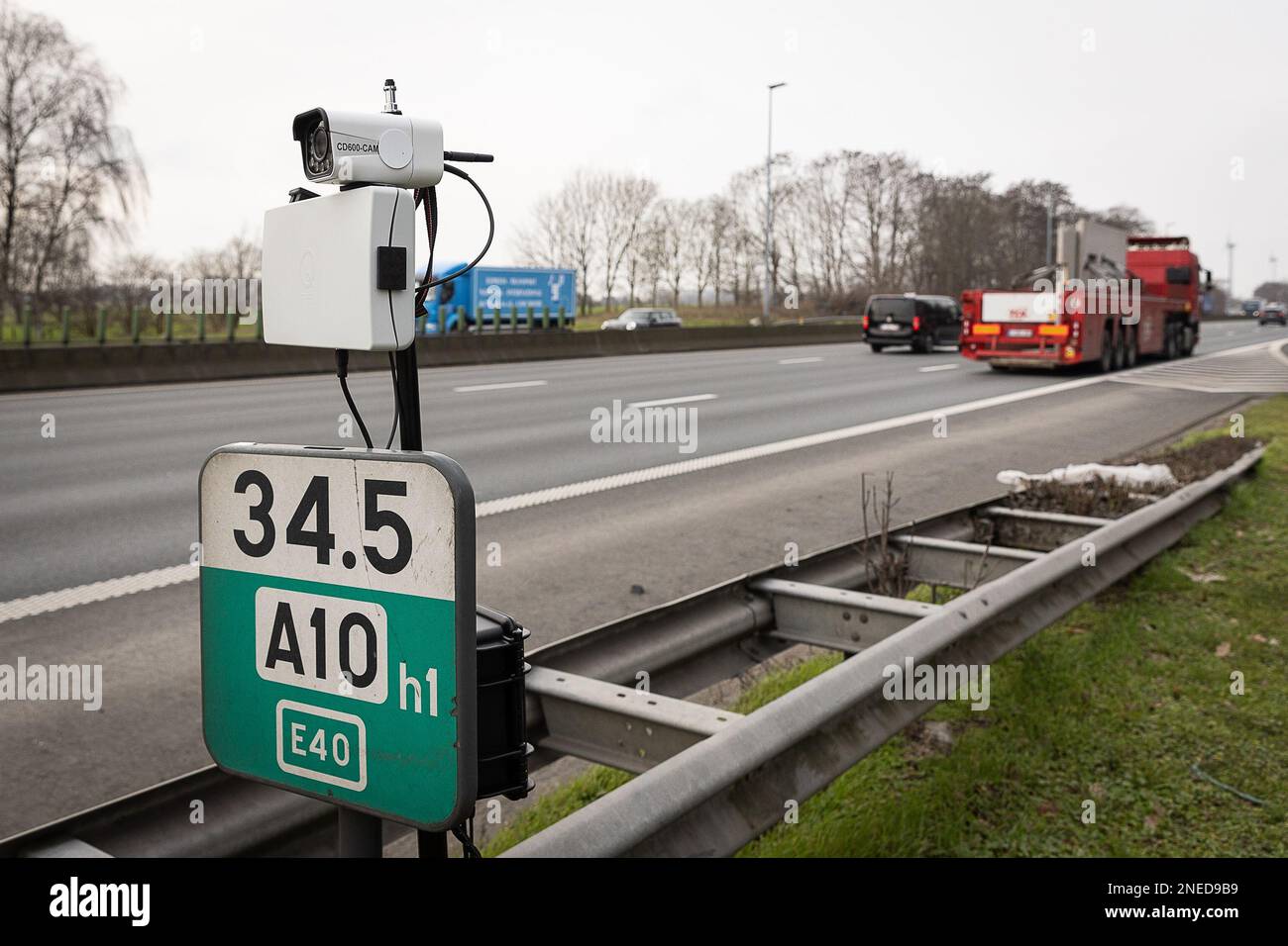Smart Tachograph Remote Inspection unit pictured during a major control  action 'Albatross' by the police, customs and inspection services on the  E40 highway in Wetteren, Thursday 16 February 2023. Federal and local