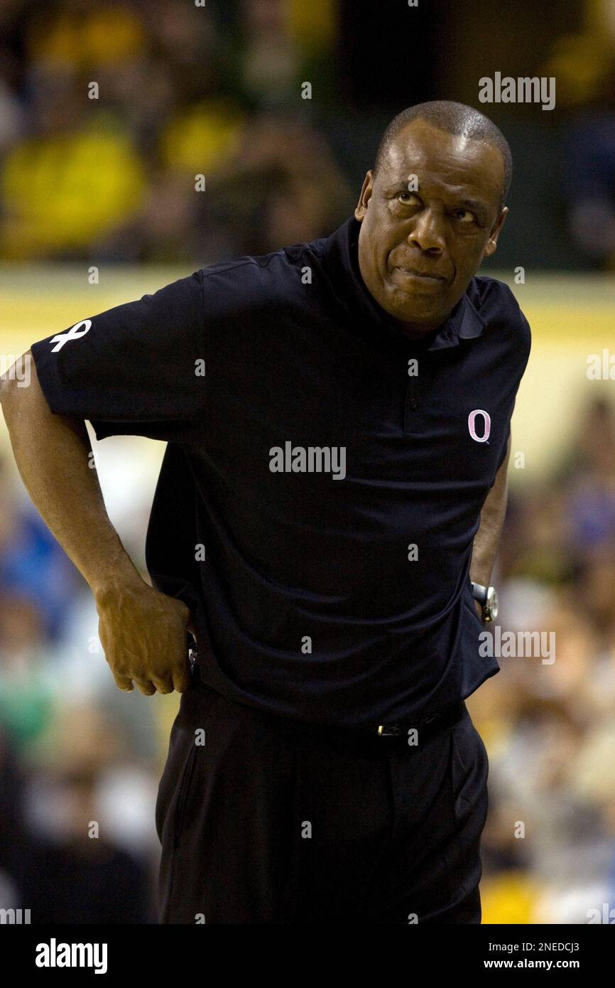 Oregon head basketball coach Ernie Kent is shown during their NCAA