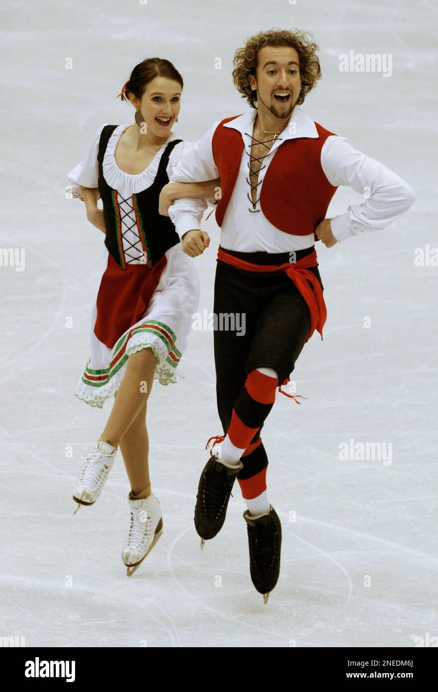 Canada's Allie HannMccurdy and Michael Coreno, right, perform their