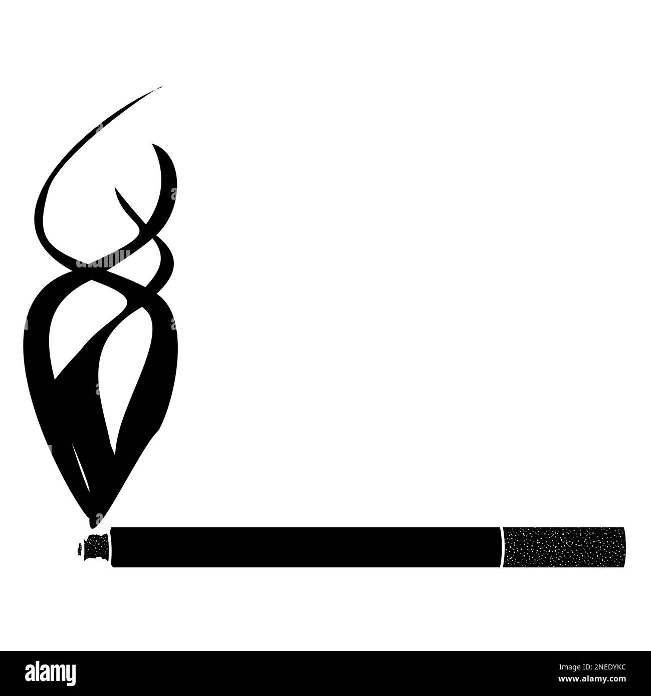 Silhouette cigarette with filter and smokeisolated on white