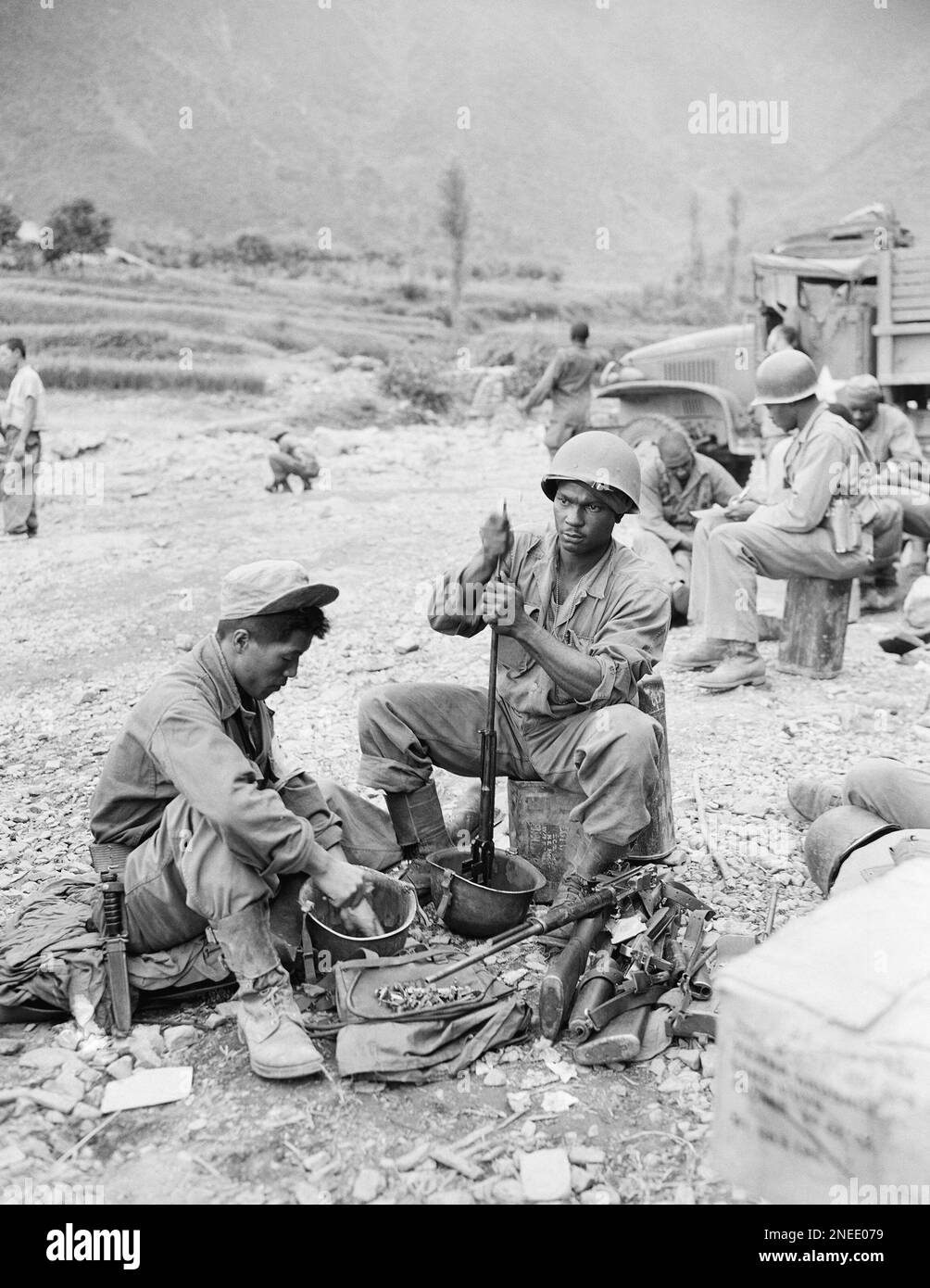 South Korean soldier gives helping hand to Sgt. Bernice Figgers