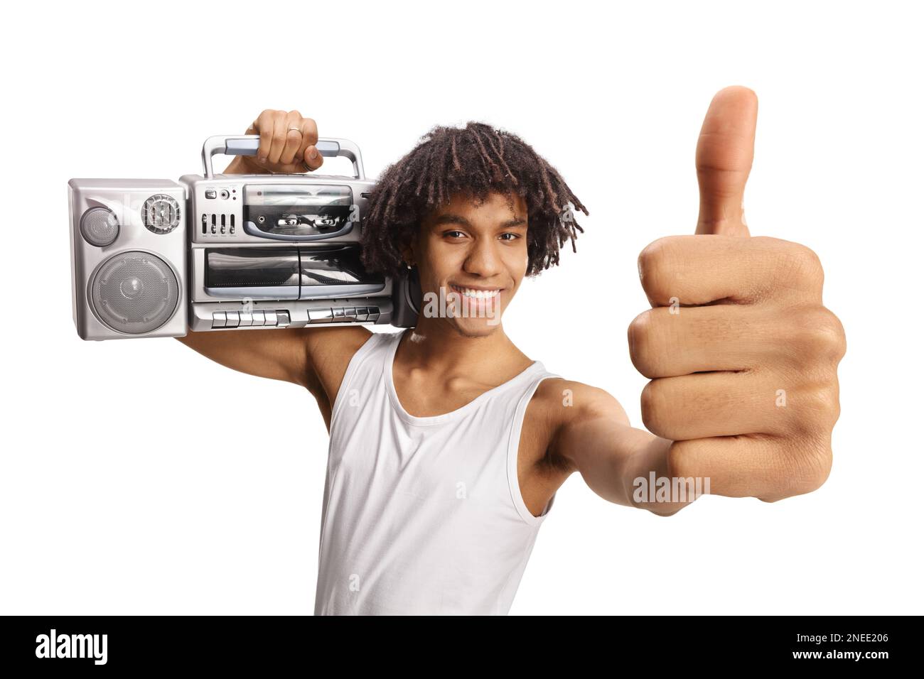 Young man boombox on shoulder hi-res stock photography and images - Alamy