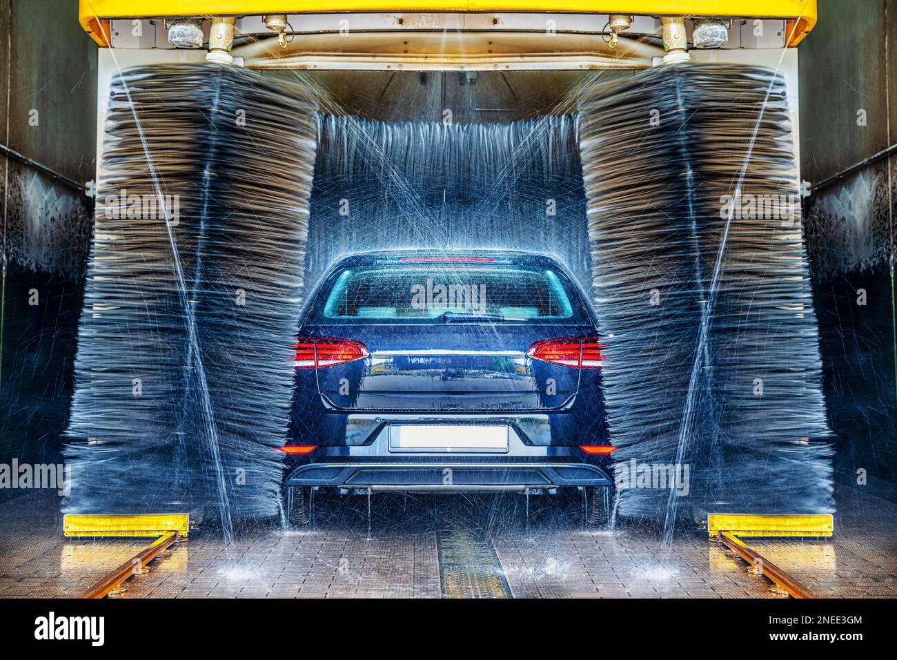 modern car gets a carwash Stock Photo