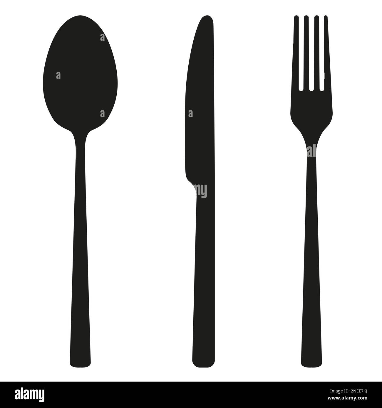 knife, fork and spoon, silverware isolated on white background vector illustration Stock Photo
