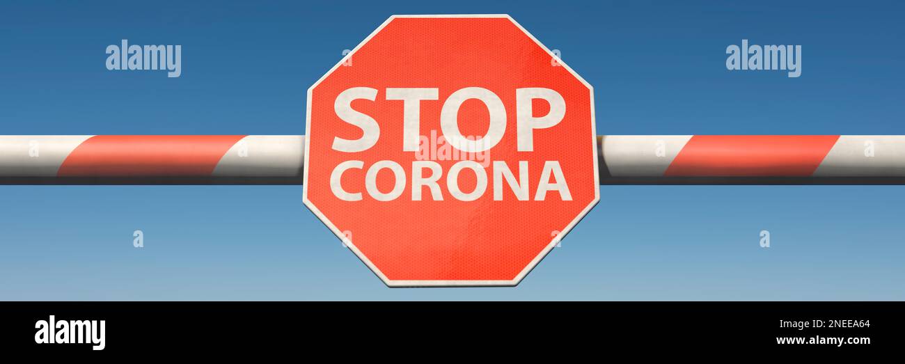 Barrier with sign Stock Photo - Alamy