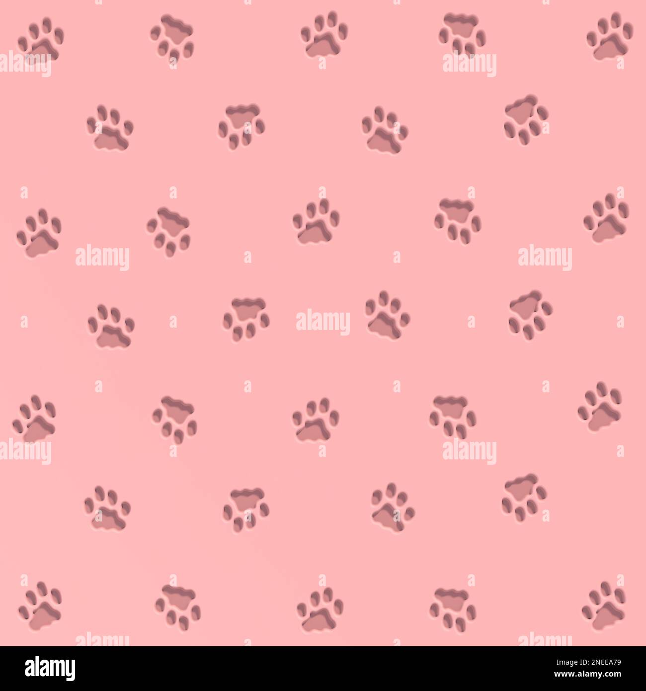 Cat paws, cat tracks, paws, cat, trace, cat track, print, wallpaper, paw print, template, square, 3d, pink, footprints, icon, silhouette, pet, feet Stock Photo