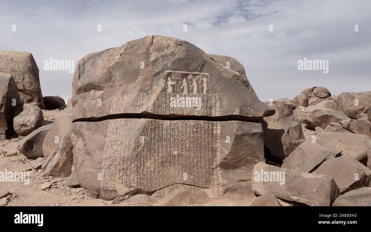 The Famine Stele at Sehel Island, Aswan, Egypt, with Ptolemaic