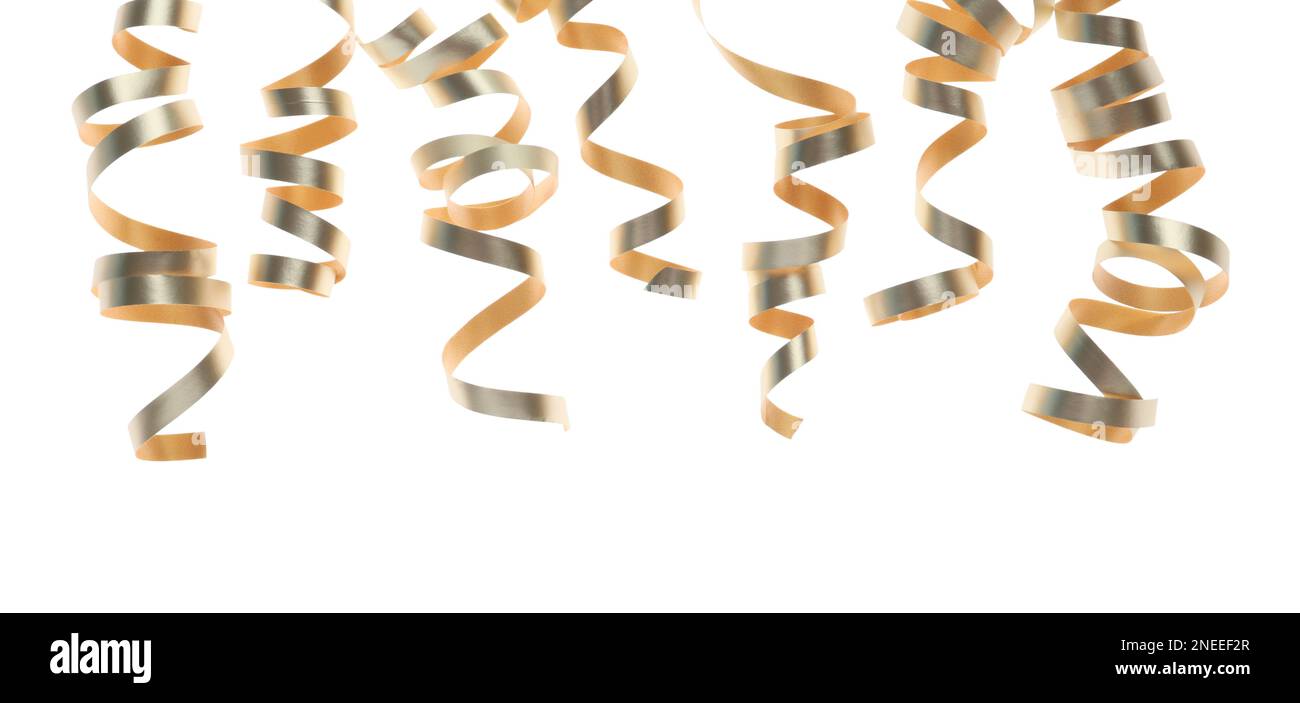 Gold Streamers On White Background Stock Photo
